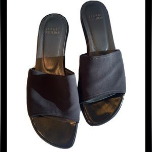 Stuart Weitzman Stretching Black Slip on Sandals